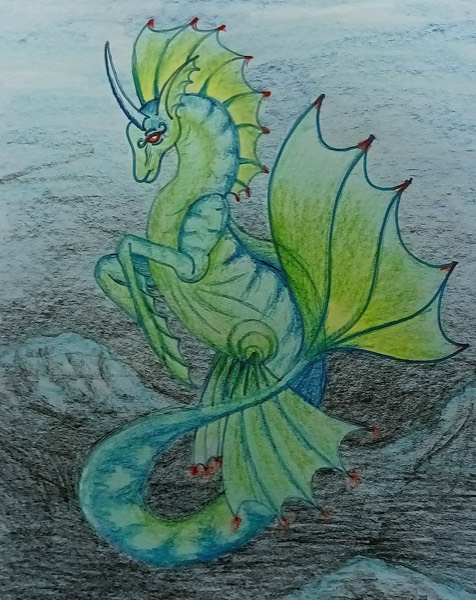 Sea Creature Colored Pencil Drawing