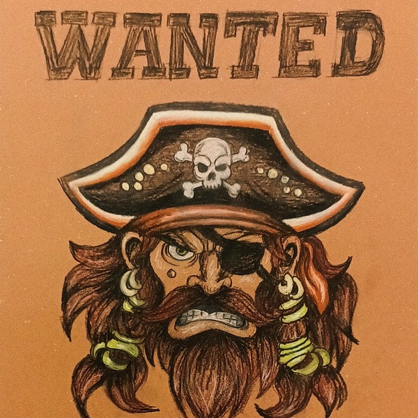 Wanted Pirate pastel drawing