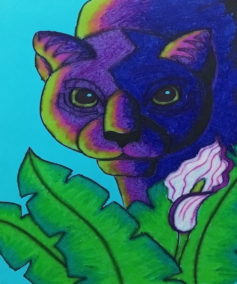 soft pastel panther Basic one Drawing class