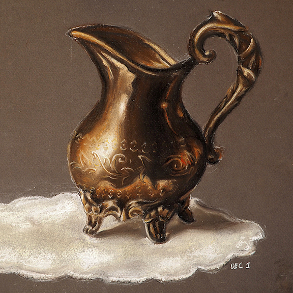 brass pitcher pastel painting