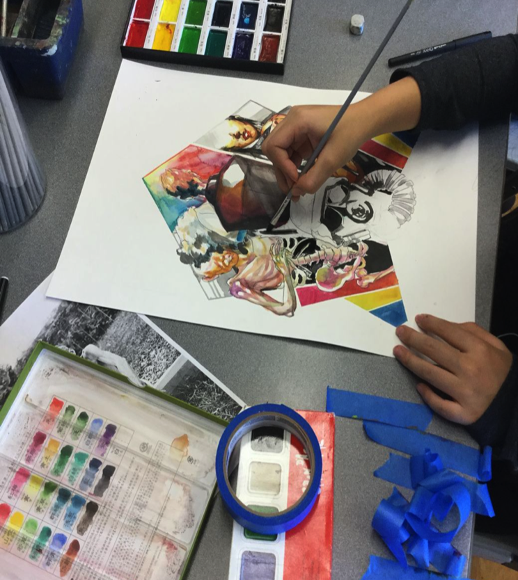 Watercolor painting in progress