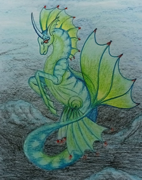 Mythical Creaturescolored pencil drawing