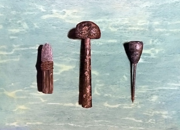 Oil Painting of stone age tools and ice pick