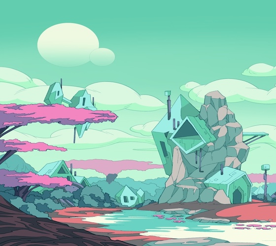 Digital Futuristic Landscape Drawing