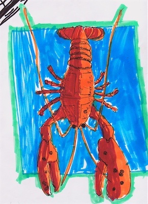 Lobster in pen and marker