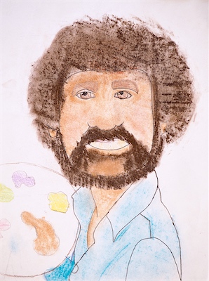 Noelle V., Age 10 — Bob Ross Portrait — Intermediate Drawing