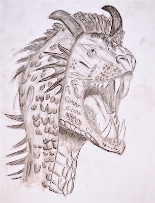 Renee Yu, Age 10 — Black & White Dragon — Intermediate Drawing