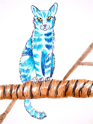 Sahiti Sukuru, Age 9 — Blue Cat — Intermediate Drawing
