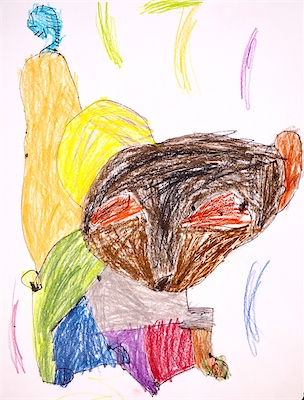 Samanth Srivatsan, Age 5 — Mr. Blue Foot — Beginner Drawing